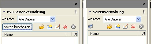 So sieht die Seitenverwaltung oben aus